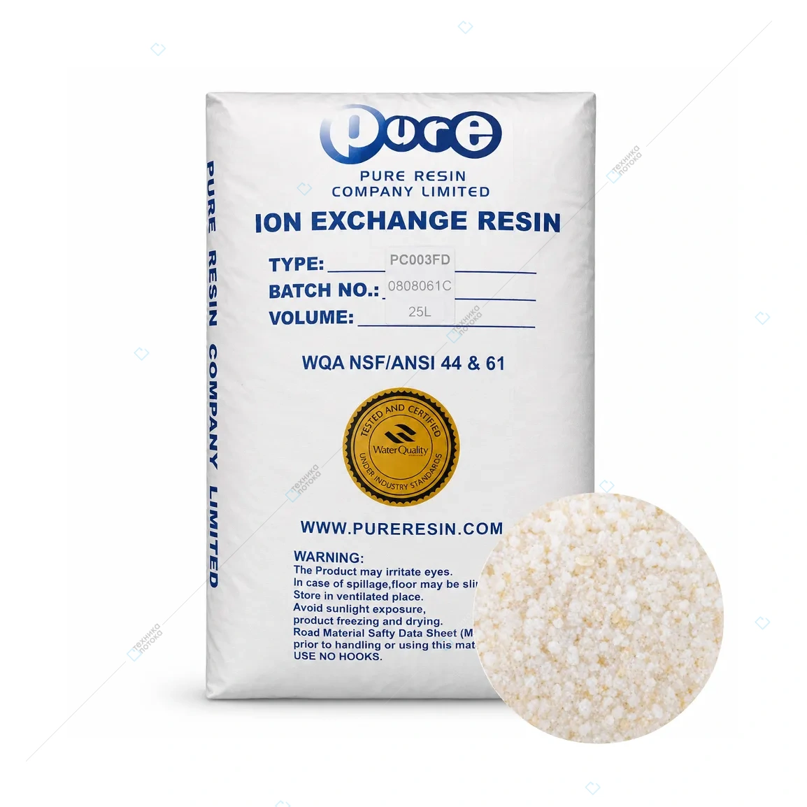 Анионит Pure Resin PA202 для эффективного удаления нитратов из питьевой воды.